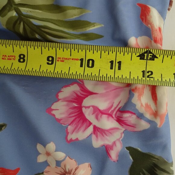 Kona Sol Blue Floral Tropical Print One Piece Swimsuit Women Size M Ruffle - Picture 10 of 12